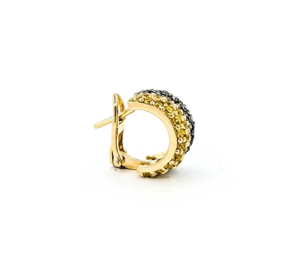 Pave Yellow Sapphire & Brown Diamond Hoop Earring… - image 6