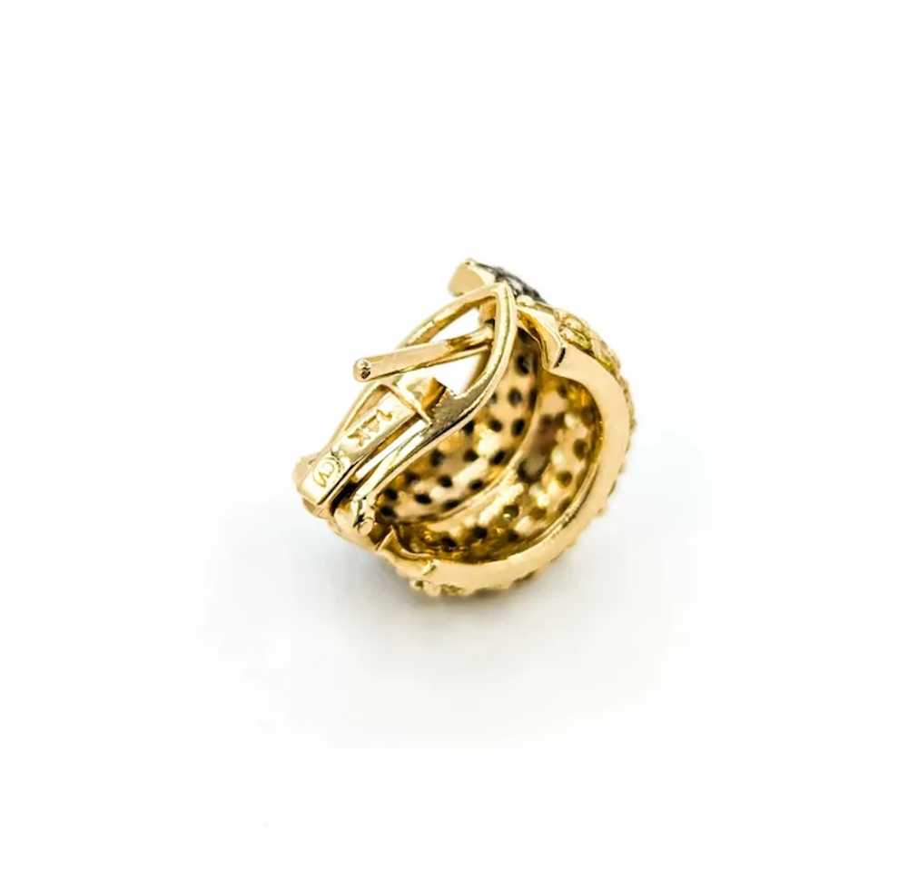 Pave Yellow Sapphire & Brown Diamond Hoop Earring… - image 7