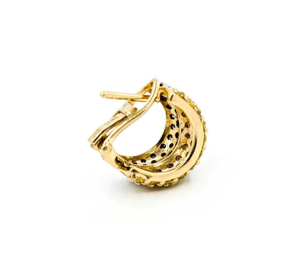 Pave Yellow Sapphire & Brown Diamond Hoop Earring… - image 8