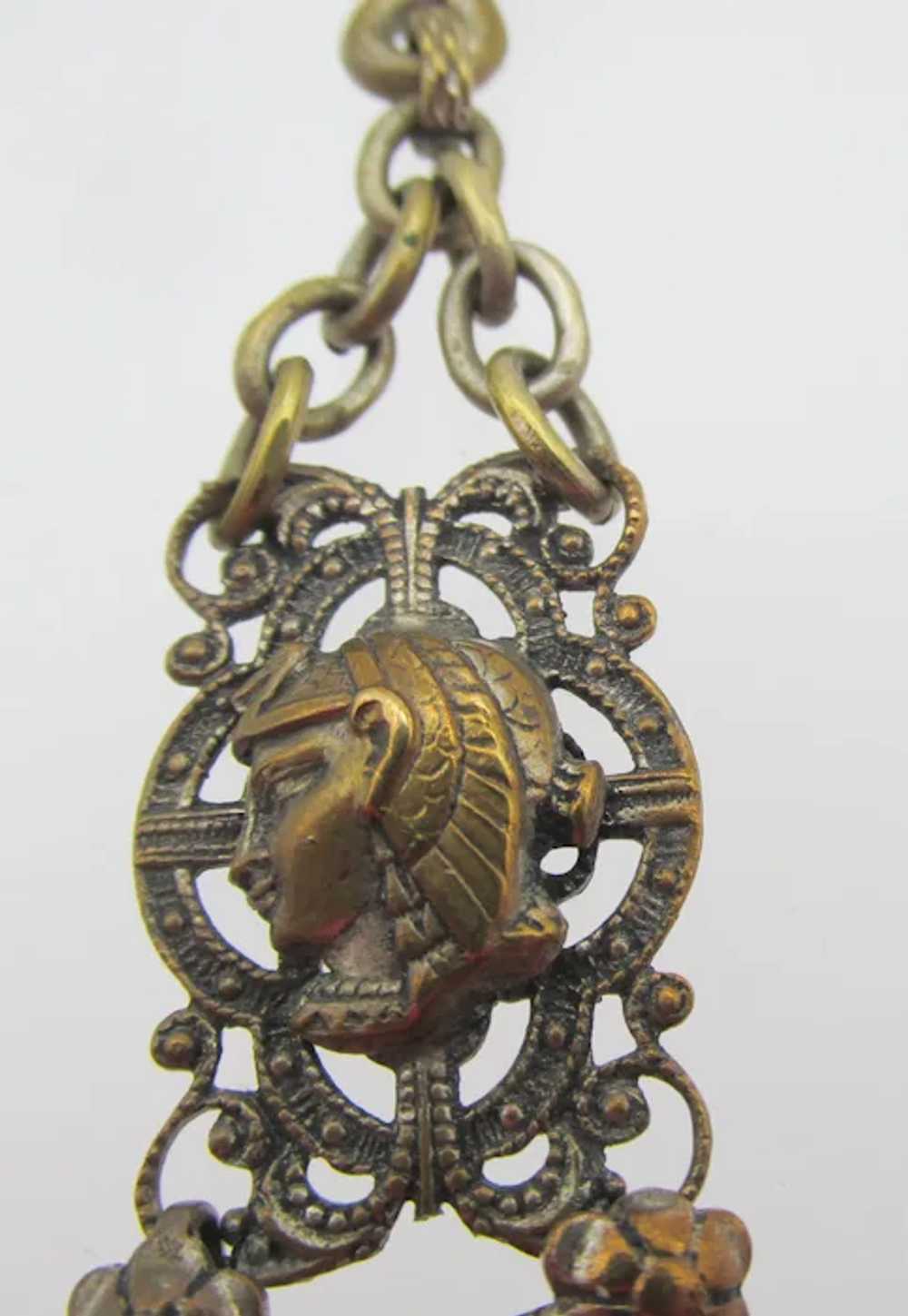 Antique Art Deco Egyptian Revival Chatelaine Pock… - image 3