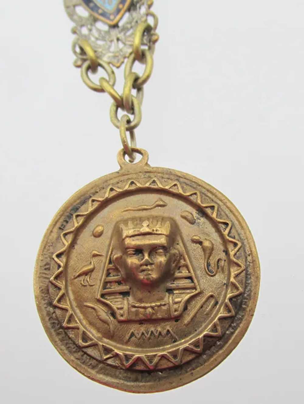 Antique Art Deco Egyptian Revival Chatelaine Pock… - image 5