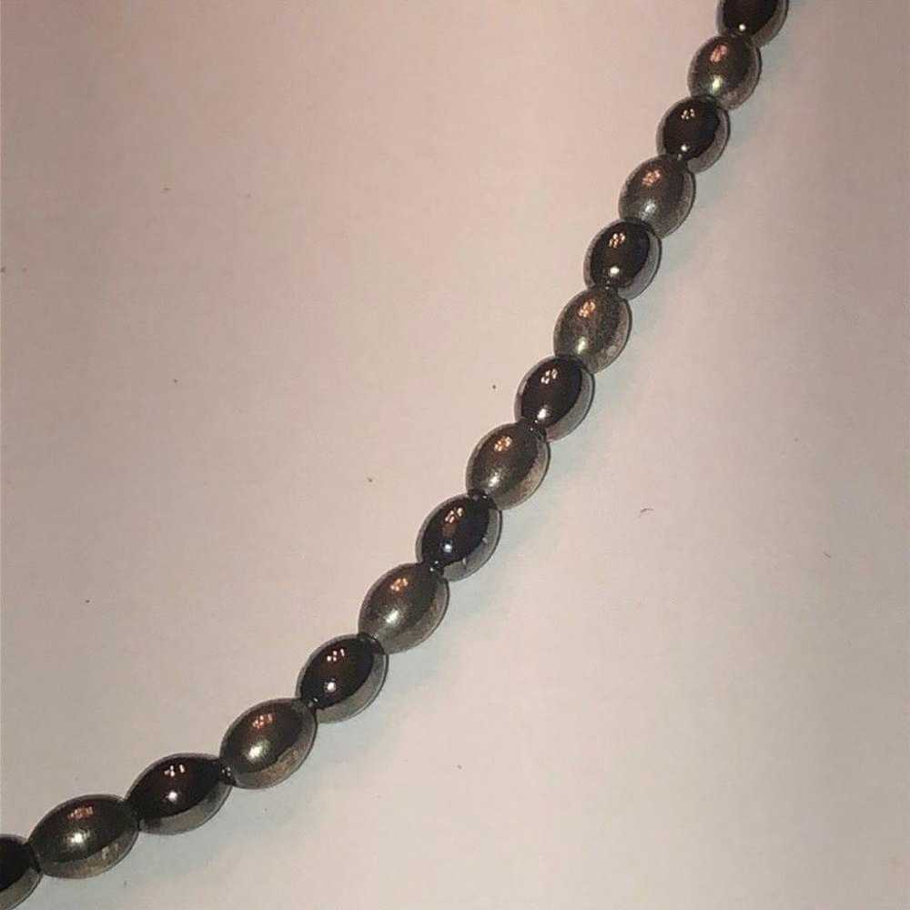 NY Gunmetal Gray Dark Gray Beaded Boho Necklace - image 5