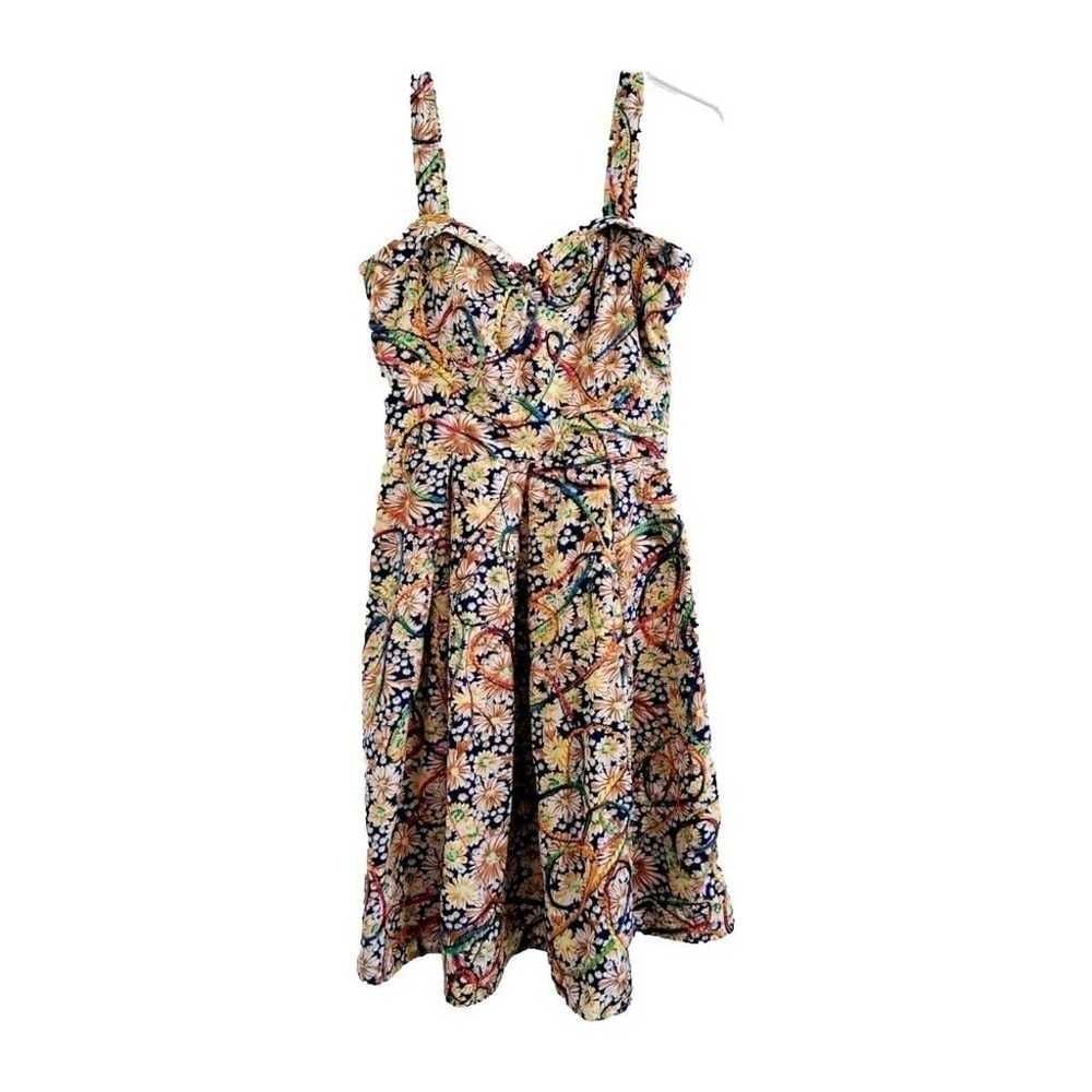 Vintage Tatyana Floral Sundress S Embroidered Lin… - image 1