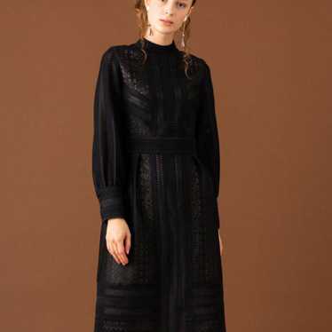 UNITED TOKYO Lace Long-Sleeve Dress Black - image 1