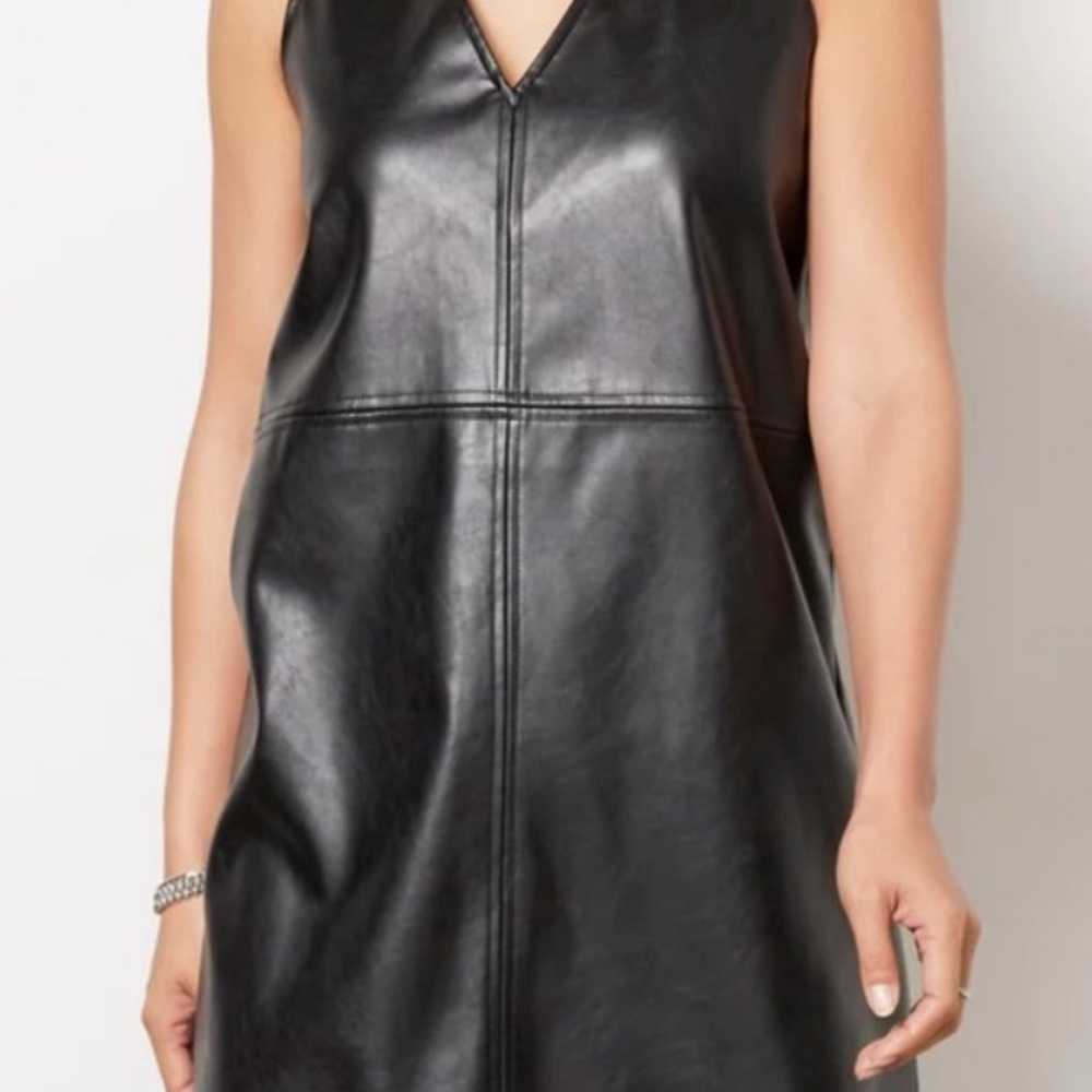 Evereve Elodie Black Vegan Leather Shift Dress - … - image 1