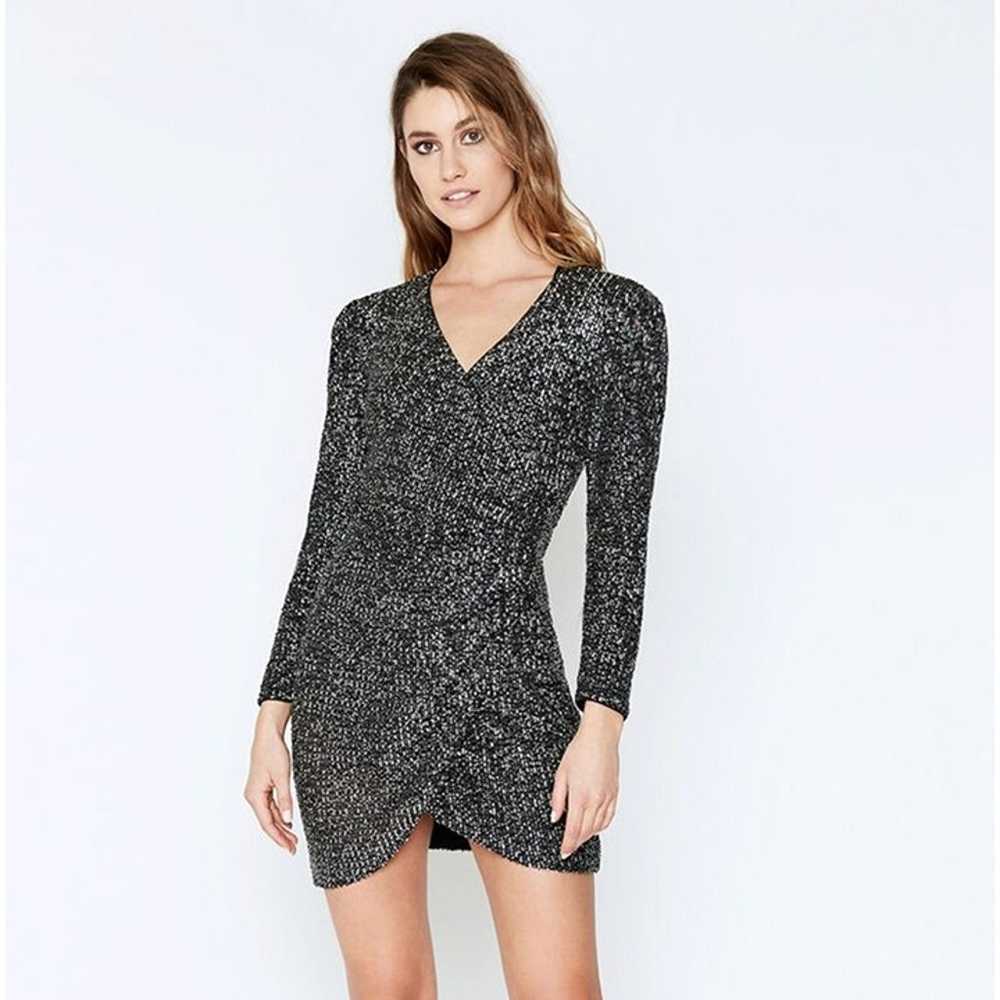 Bardot Sequin Long Sleeve Sparkle Dress Charcoal … - image 1