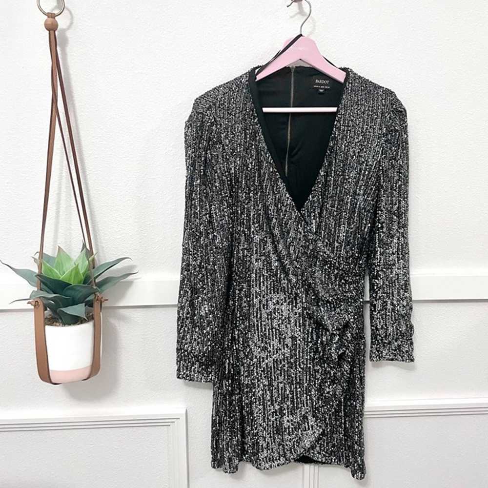 Bardot Sequin Long Sleeve Sparkle Dress Charcoal … - image 2