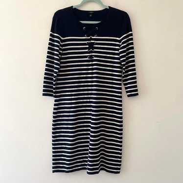 TALBOTS navy and white stripe sweater dress