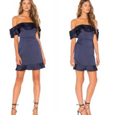 Bardot Athena Frill Off the Shoulder Navy Blue Ru… - image 1