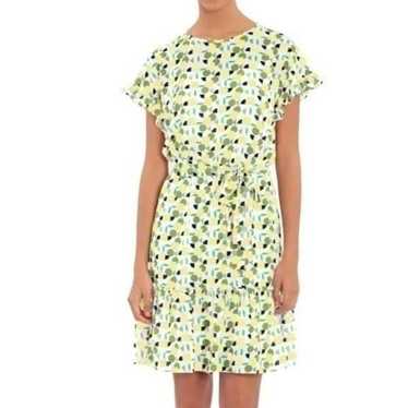 London Times Printed Elastic Waist Ruffle Dress