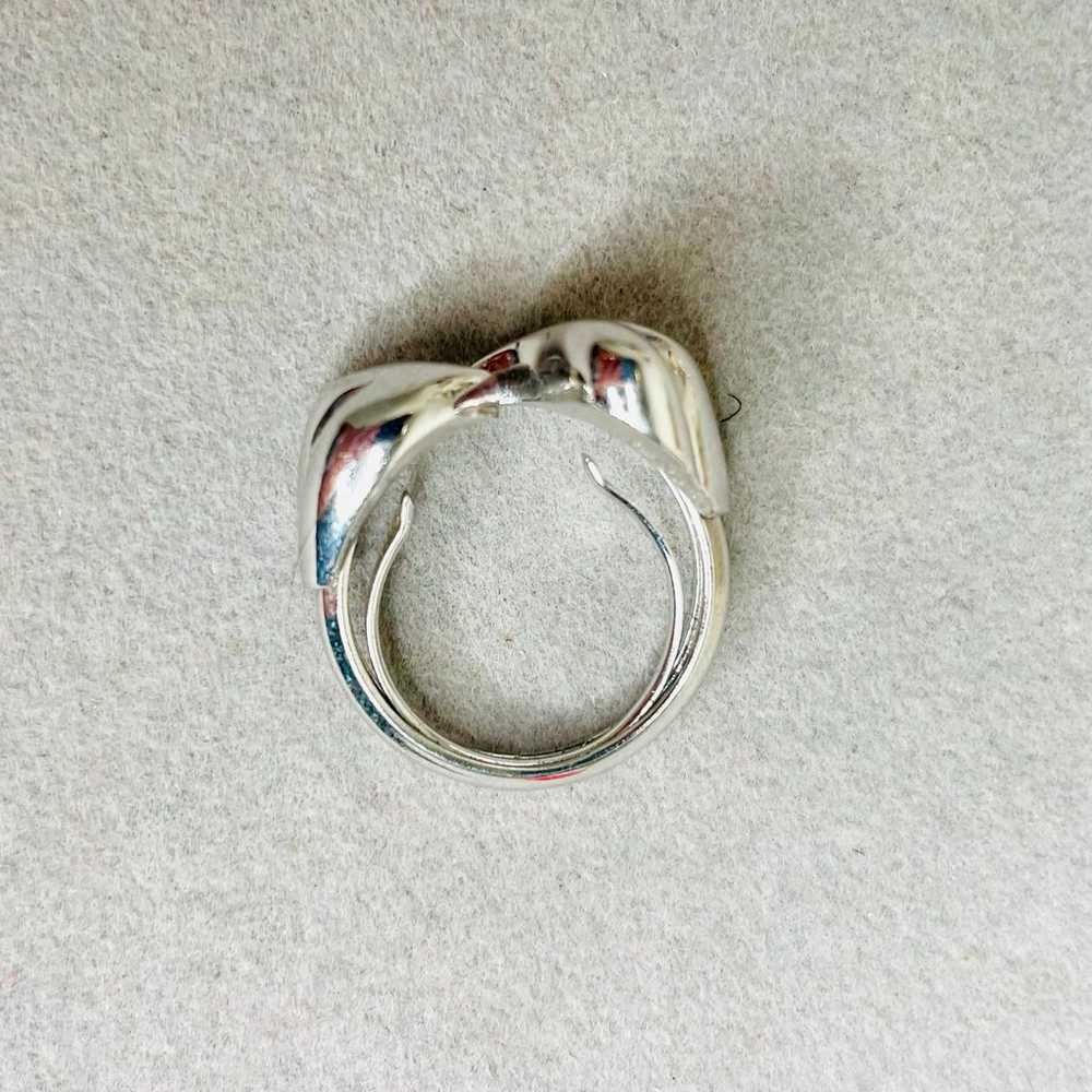 Vintage Avon Double Open Hearts Silver Tone Ring … - image 2