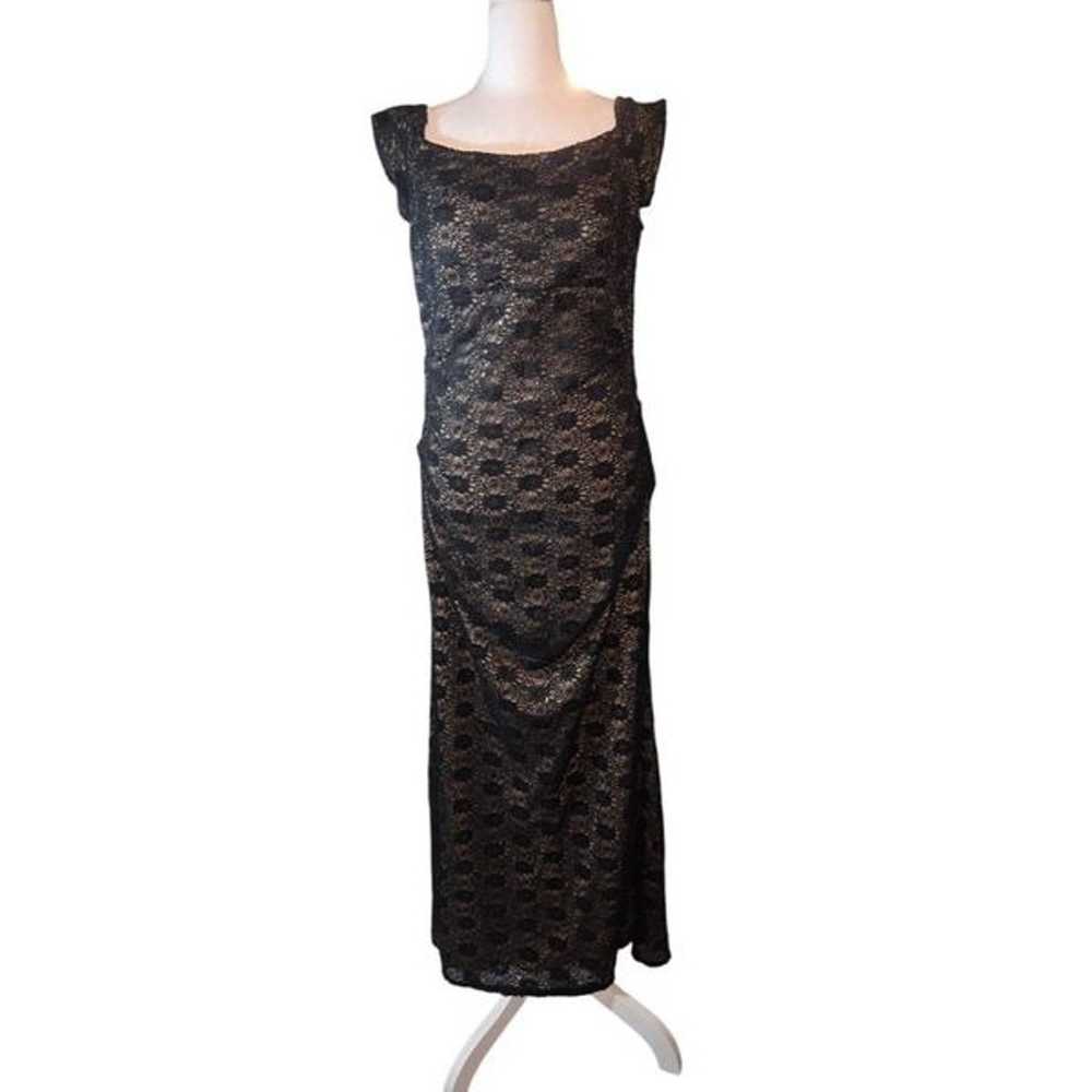 Alex Evenings Women's Size 12 Black/Beige Lace Sl… - image 1