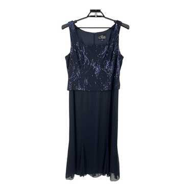 Alex Evenings dress navy blue sequin swirl size 18