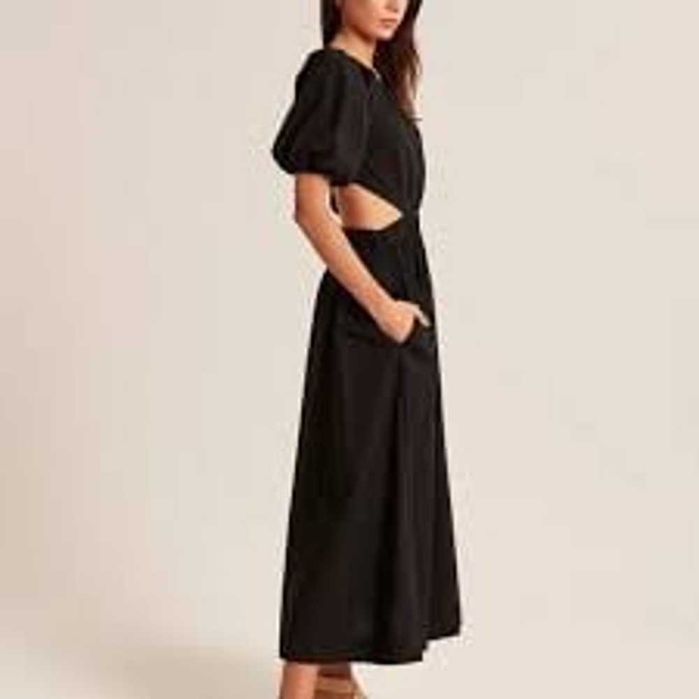 Abercrombie A&F Black Open Back Poplin Midi Dress… - image 2