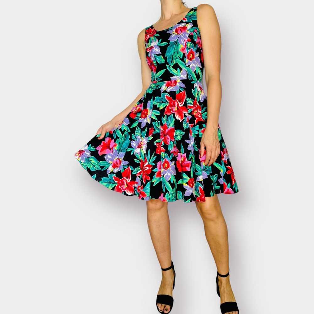 90s D.B.A.-L.A. Floral Party Dress - image 1