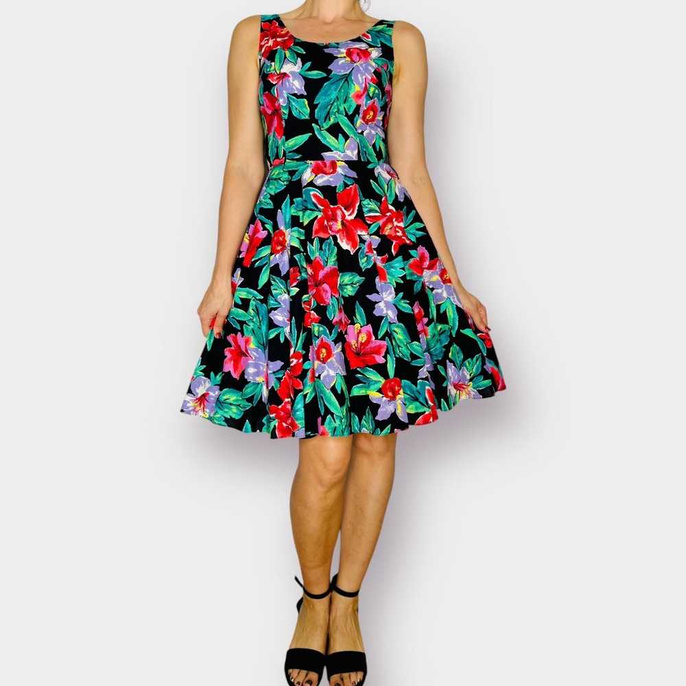 90s D.B.A.-L.A. Floral Party Dress - image 2