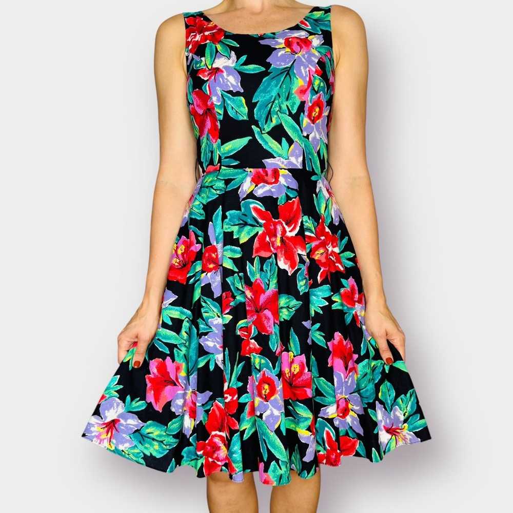 90s D.B.A.-L.A. Floral Party Dress - image 3