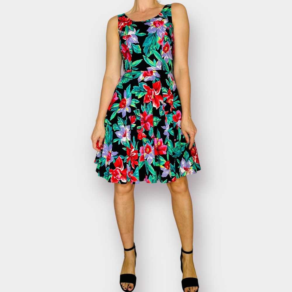 90s D.B.A.-L.A. Floral Party Dress - image 4