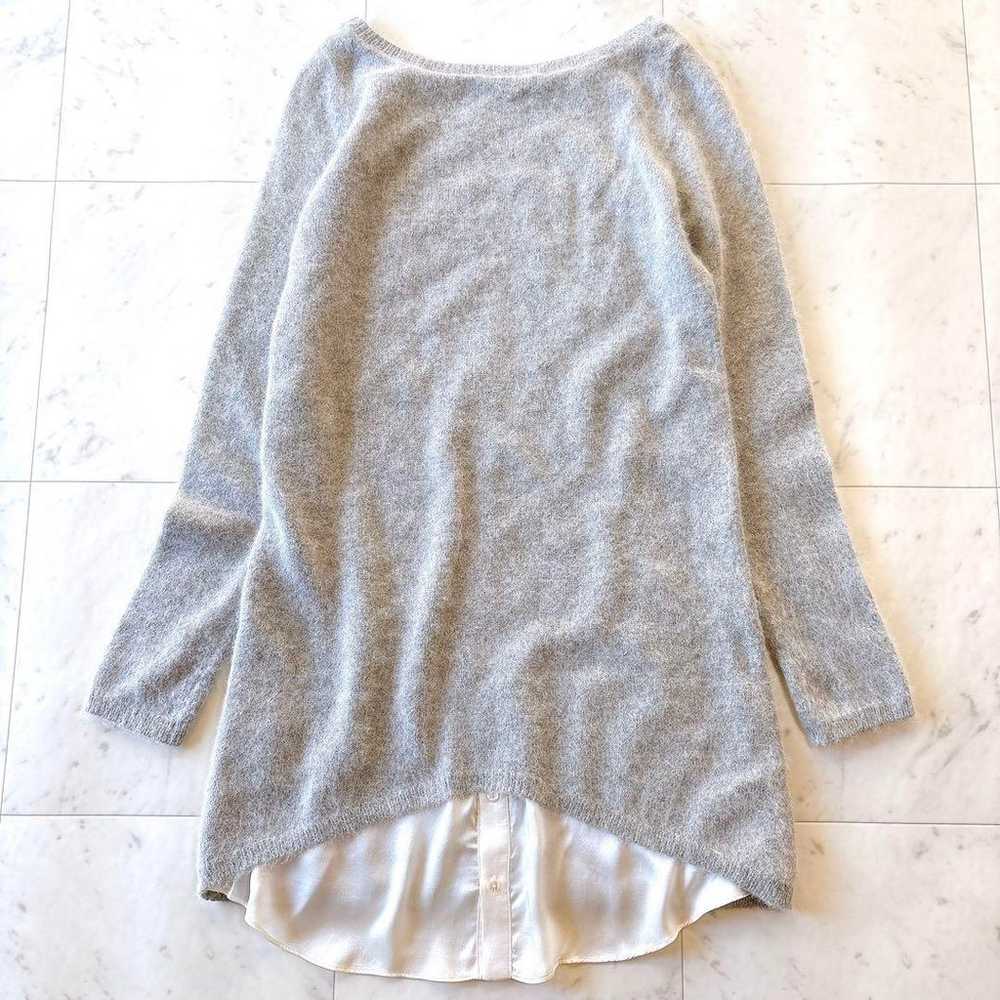 Knit Angora x Silk Shirt Different Material Docki… - image 2