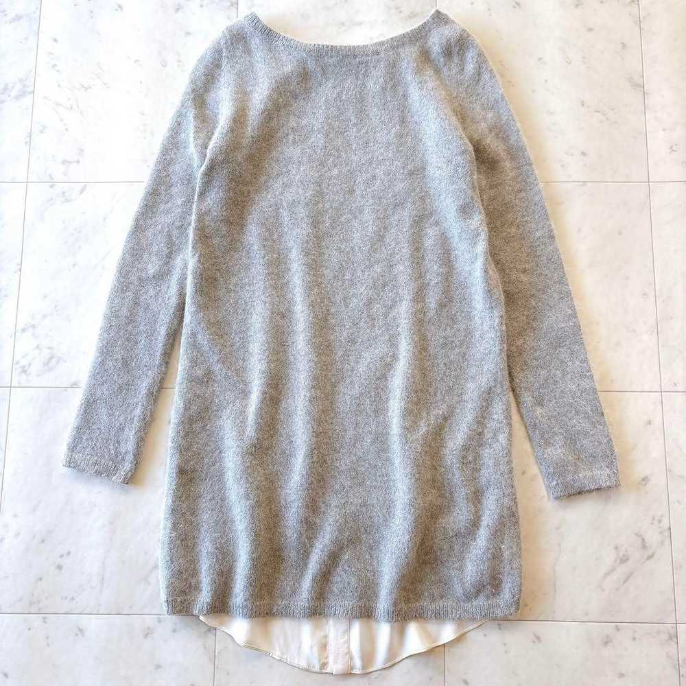 Knit Angora x Silk Shirt Different Material Docki… - image 3