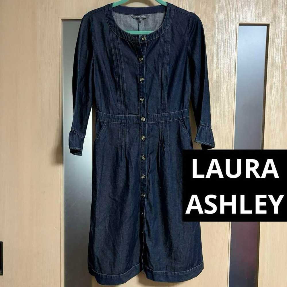 Laura Ashley Long Denim One-Piece Dress, Long Sle… - image 1