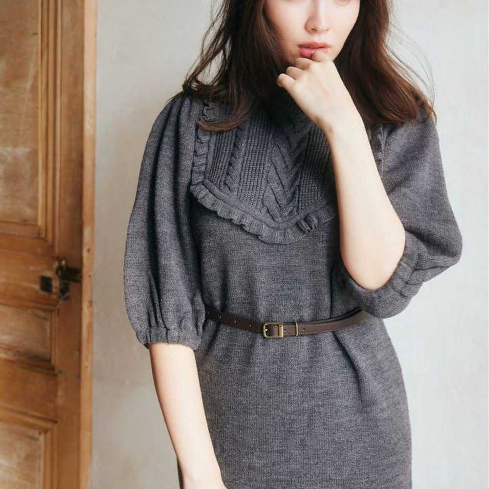 Belted Ruffle Cable-Knit Dress - image 1