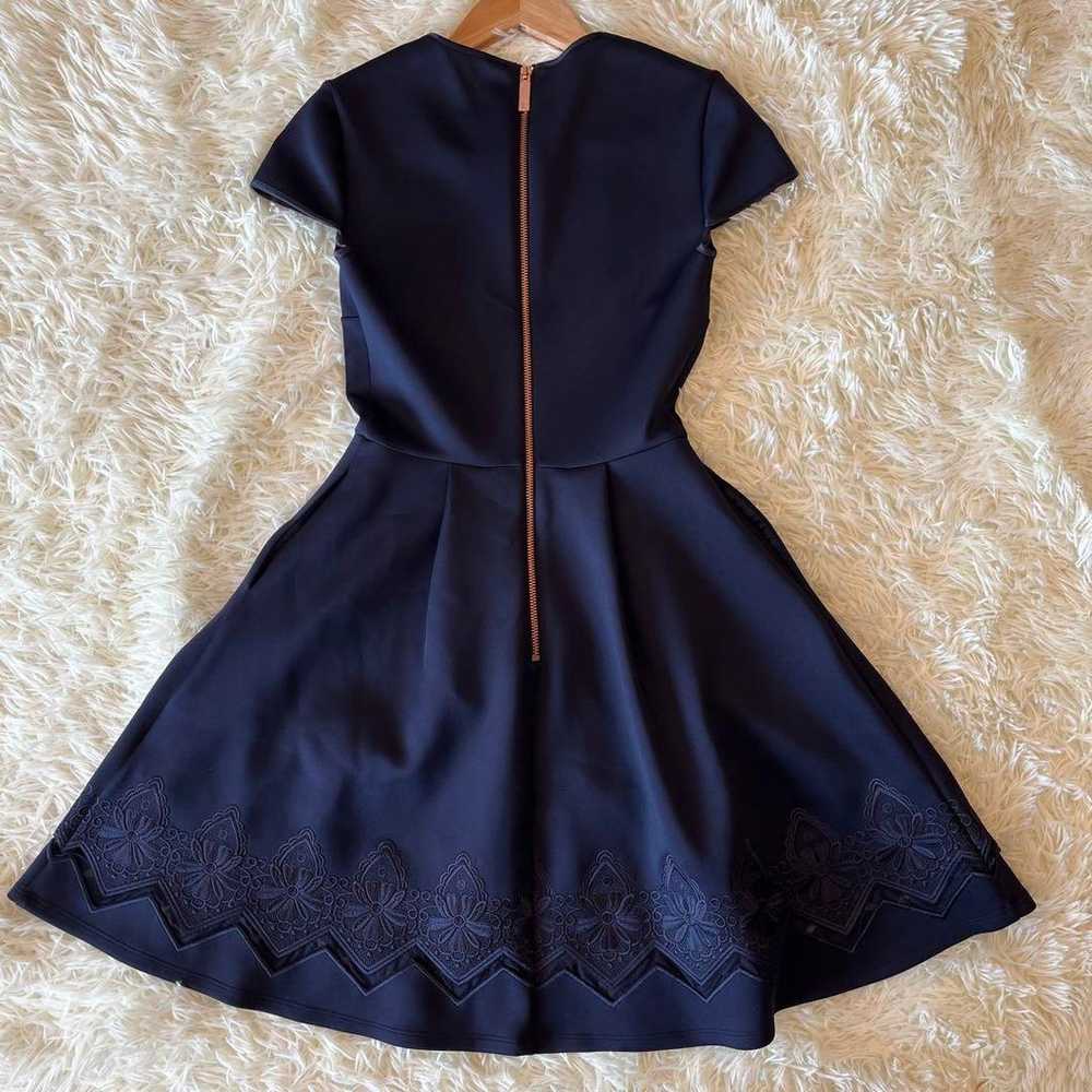 Ted Baker dress, flare, mini length, plain, navy. - image 4