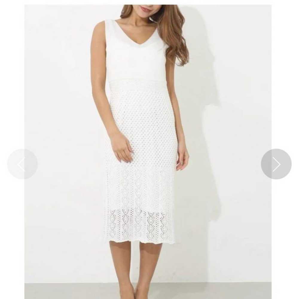 rienda Sleeveless V-Neck Crochet Knit Dress - image 2