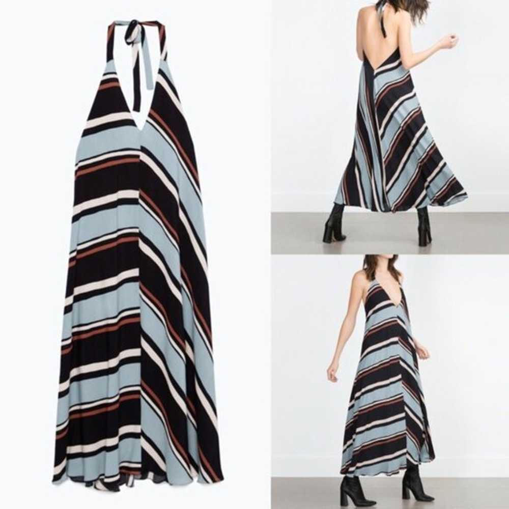 New Zara Woman Stripe Halter Maxi Dress - image 3