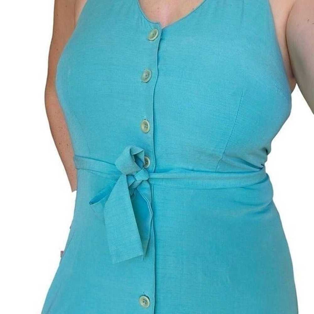 Teal Halter Sundress Belted Button Shirt Shirt Dr… - image 2