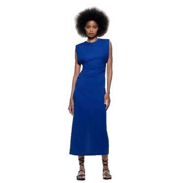 Zara Royal Blue Draped Intense Blue Midi Dress Me… - image 1