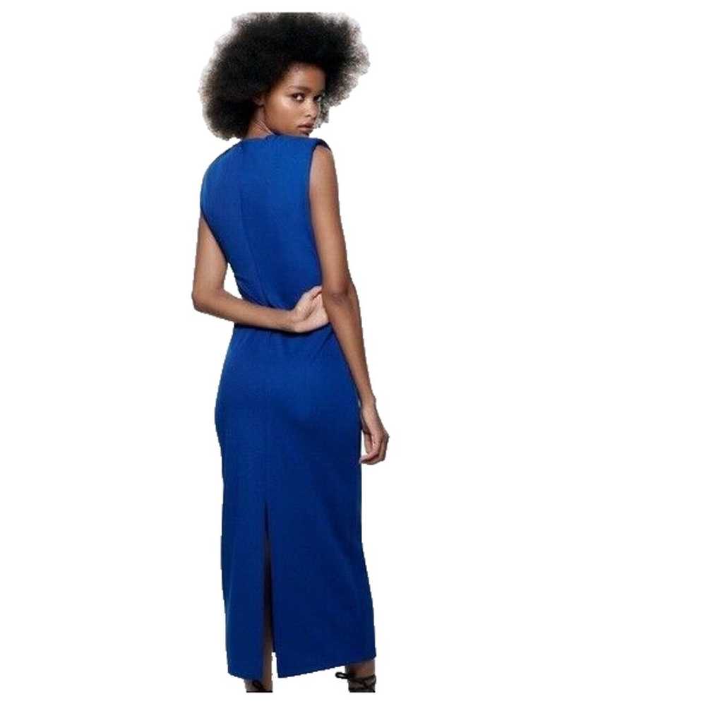 Zara Royal Blue Draped Intense Blue Midi Dress Me… - image 2