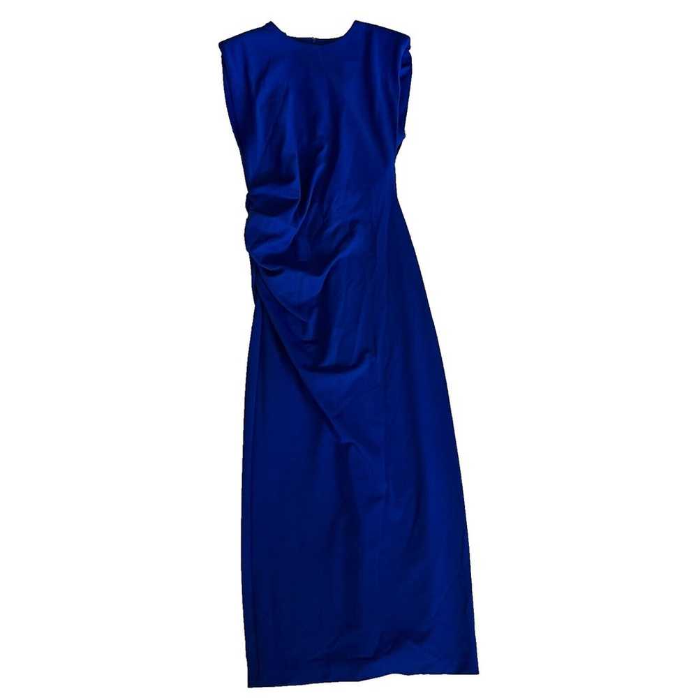 Zara Royal Blue Draped Intense Blue Midi Dress Me… - image 3