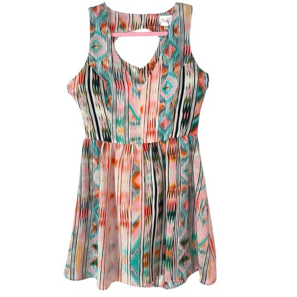 Parker Pink Striped Cut-out Sleeveless Silk Suri … - image 1