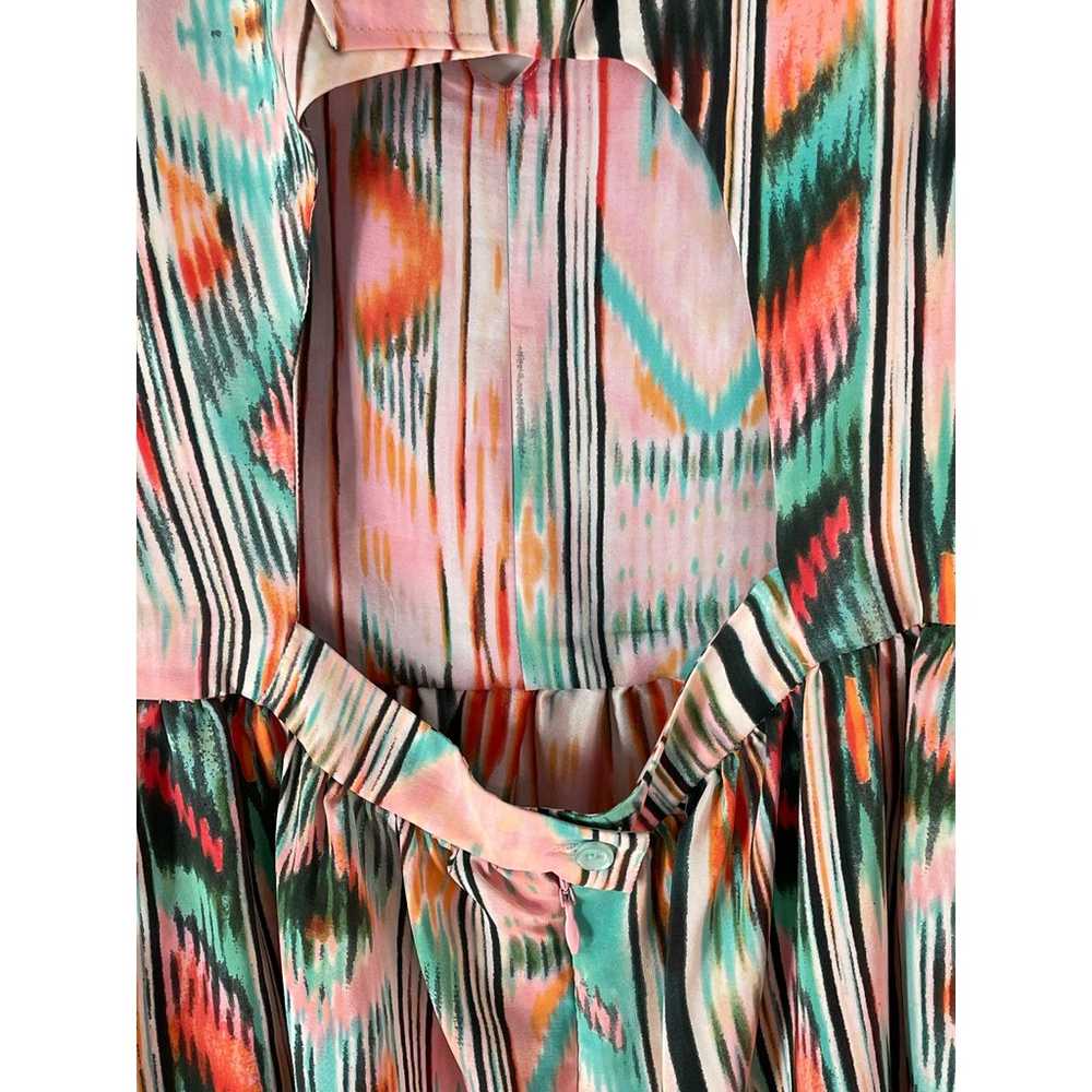 Parker Pink Striped Cut-out Sleeveless Silk Suri … - image 8