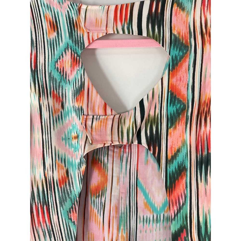 Parker Pink Striped Cut-out Sleeveless Silk Suri … - image 9