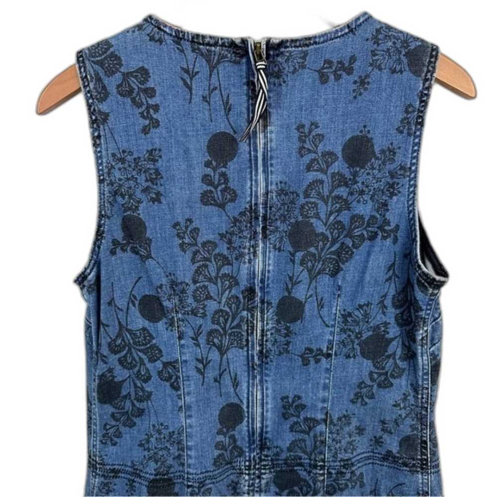 Boden Blue Floral Denim Sleeveless Dress Size 8 - image 11