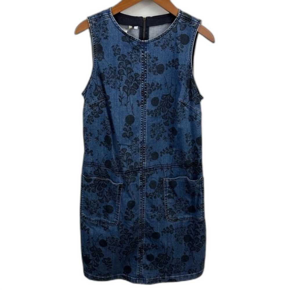 Boden Blue Floral Denim Sleeveless Dress Size 8 - image 3