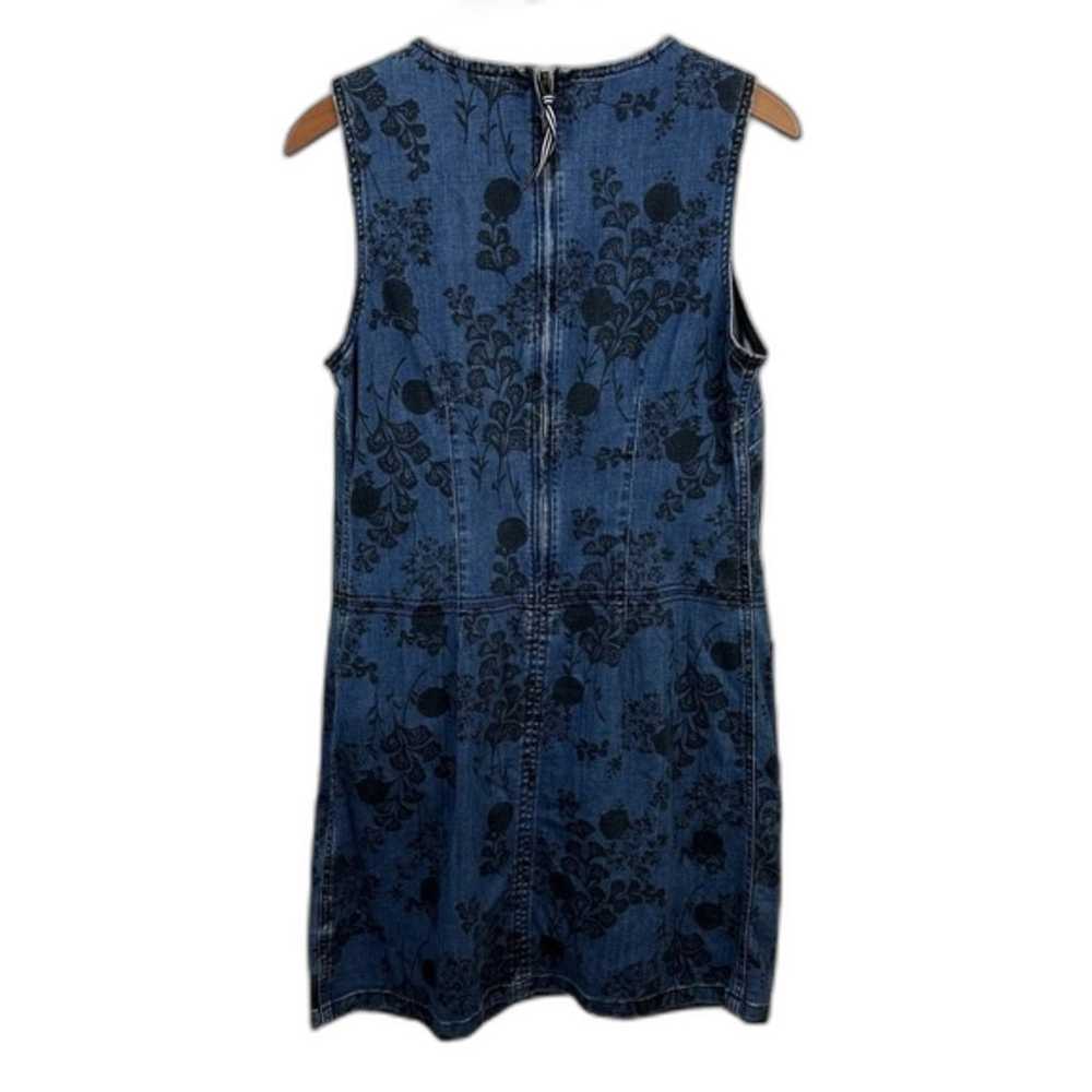 Boden Blue Floral Denim Sleeveless Dress Size 8 - image 4