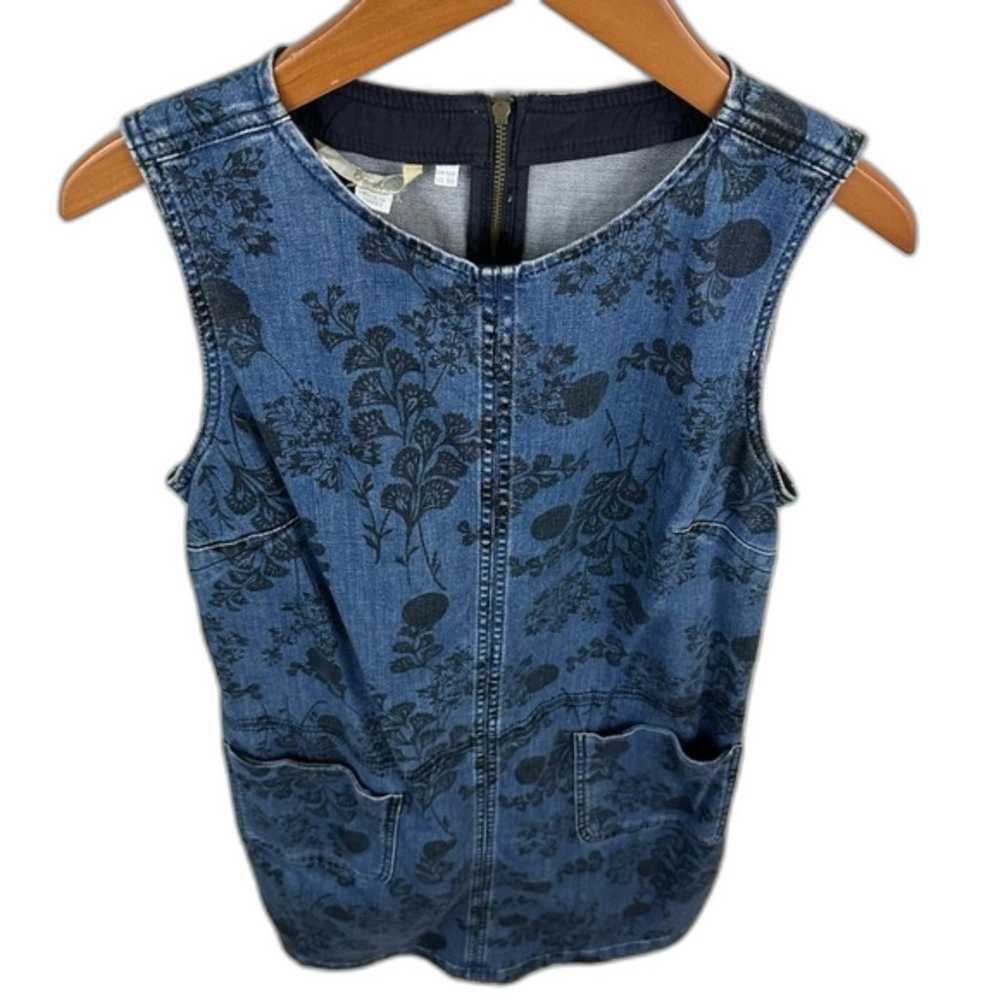 Boden Blue Floral Denim Sleeveless Dress Size 8 - image 5