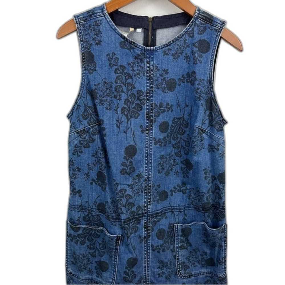 Boden Blue Floral Denim Sleeveless Dress Size 8 - image 6