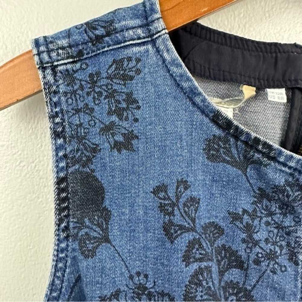 Boden Blue Floral Denim Sleeveless Dress Size 8 - image 8