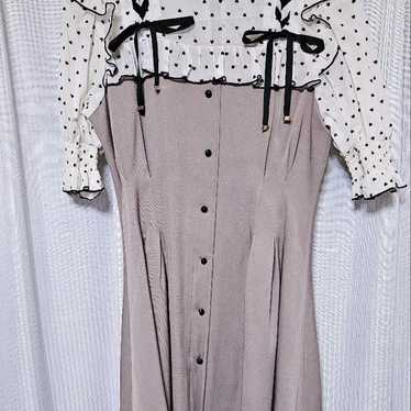 ROJITA Heart Dot Lace-up Short Sleeve Dress - image 1