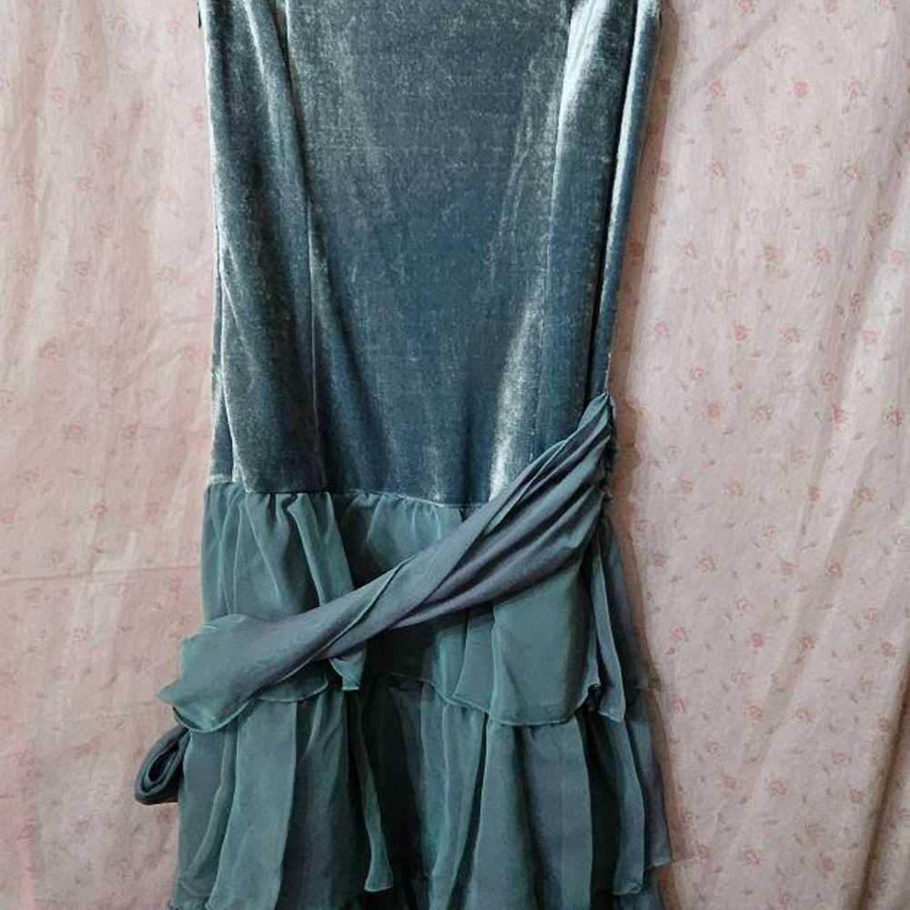 GRACE CONTINENTAL Teal Velvet Chiffon Party Dress - image 3