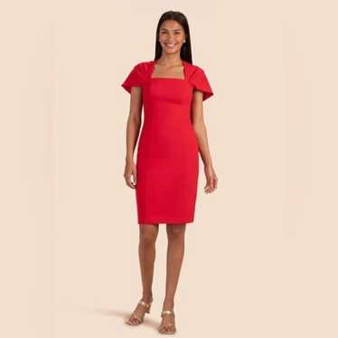 Trina Turk Anala Red Midi Dress Sheath Size 14 Fem