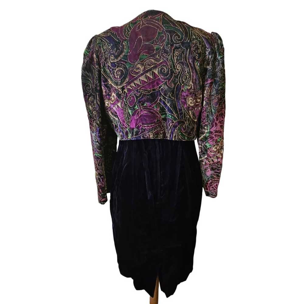 Vintage Purple Velvet Jacket Dress Size 12 - image 2