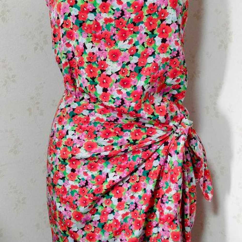 DKNY Floral Dress Red SILK All Silk - image 10