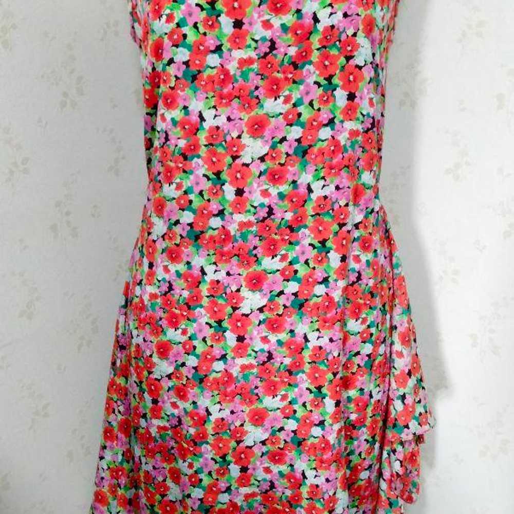 DKNY Floral Dress Red SILK All Silk - image 12