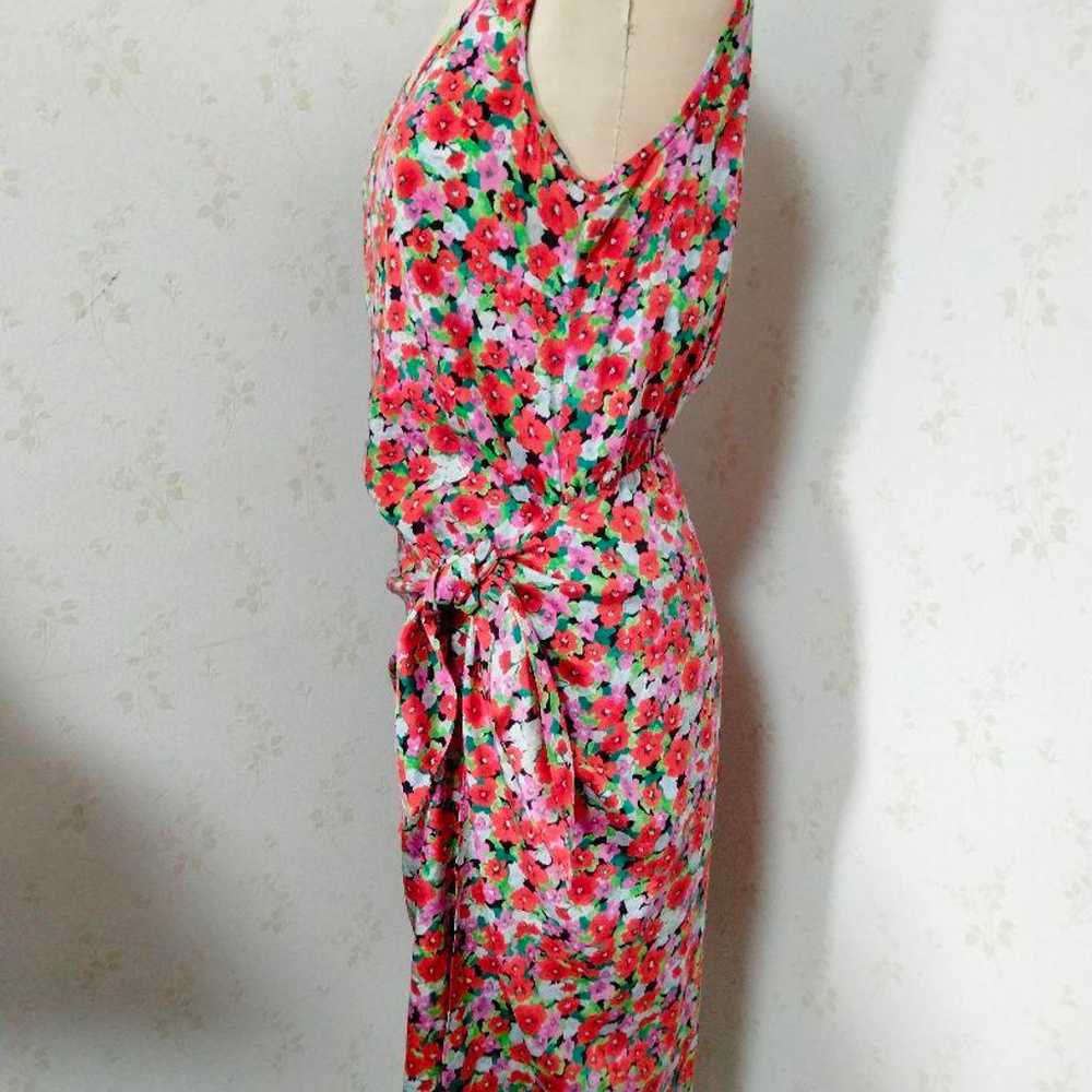 DKNY Floral Dress Red SILK All Silk - image 2