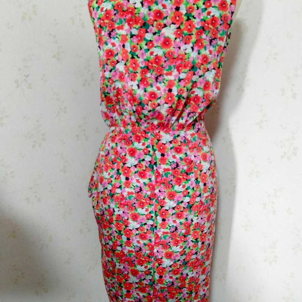 DKNY Floral Dress Red SILK All Silk - image 3